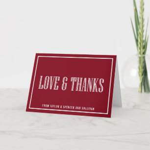 Carte De Remerciements Typographie classique Firebrick Mariage rouge