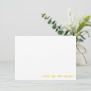 Carte De Remerciements Typographie classique Personnalisé Jaune Nom compl