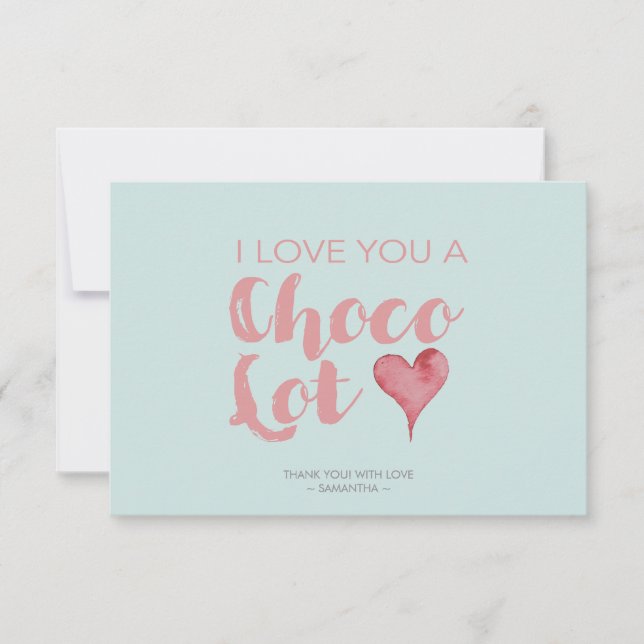 Carte De Remerciements Typographie de jeu de chocolat vert (Devant)