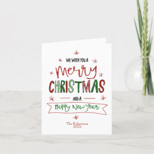 Carte De Remerciements Typographie de Noël Joyeux Personnalisé Non Photo