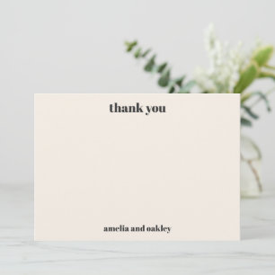 Carte De Remerciements Typographie de noms de couple de mariage rétro gra