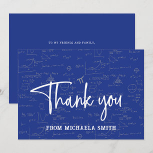 Carte De Remerciements Typographie de script bleu élégant Mathématiques R