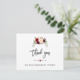Carte De Remerciements Typographie du Fonds de bourses d'études florales