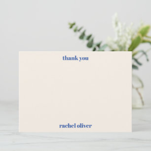 Carte De Remerciements Typographie en gras bleu ivoire Bat mitzvah person