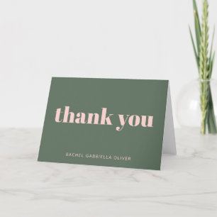 Carte De Remerciements Typographie Gras Rose bleu vert personnalisé