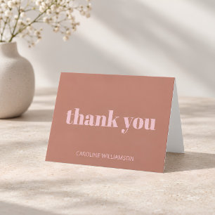 Carte De Remerciements Typographie Gras Terracotta Blush Anniversaire Mod
