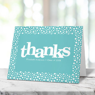Carte De Remerciements Typographie gras turquoise de remise des diplômes