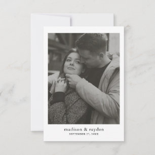 Carte De Remerciements Typographie minimale Monogramme noir Mariage photo