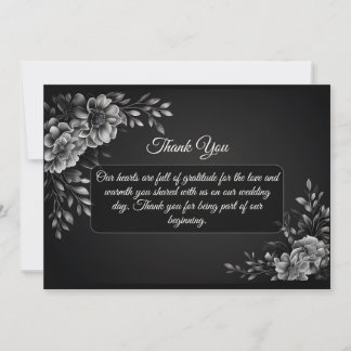 Carte De Remerciements Typographie Minimaliste Élégante Noir Blanc Monoch