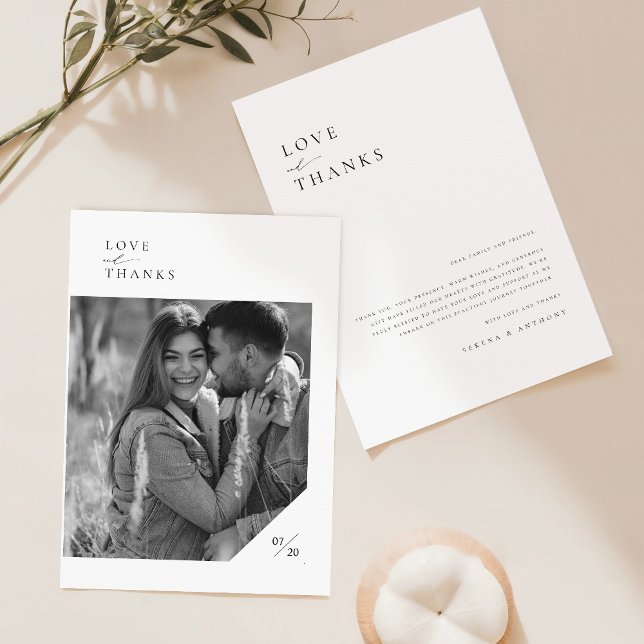 Carte De Remerciements Typographie minimaliste moderne Mariage photo (Créateur téléchargé)