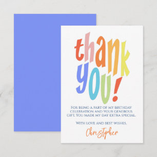 Carte De Remerciements Typographie moderne Anniversaire