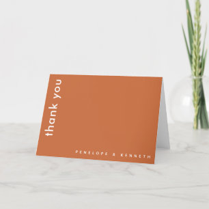 Carte De Remerciements Typographie moderne chic   Mariage orange brûlé