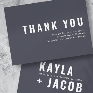 Carte De Remerciements Typographie Moderne et Minimaliste Mariage Remerci