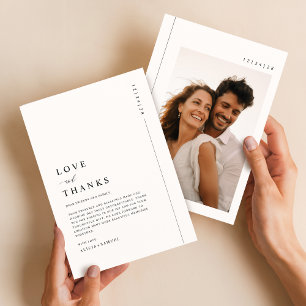 Carte De Remerciements Typographie moderne Mariage photo simple