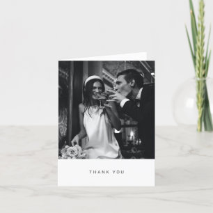 Carte De Remerciements Typographie Moderne Minimaliste Photo Mariage Plié