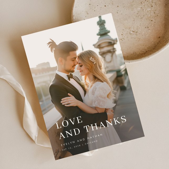 Carte De Remerciements Typographie moderne Simple superposition Mariage p (Créateur téléchargé)