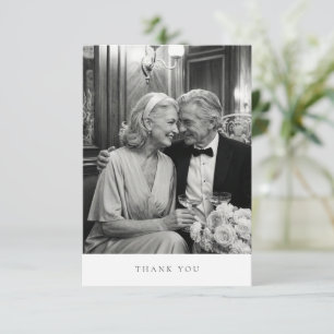 Carte De Remerciements Typographie Photo Minimaliste Moderne Noir Anniver