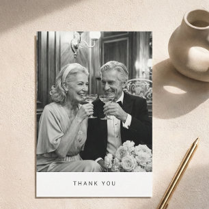 Carte De Remerciements Typographie Photo Moderne Minimaliste pour Anniver