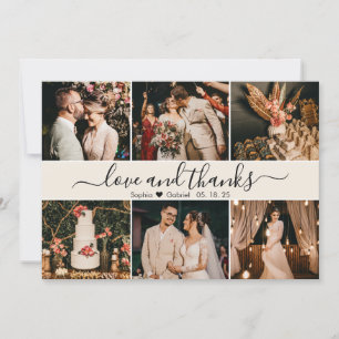 Carte De Remerciements Typographie romantique moderne Collage photo ivoir
