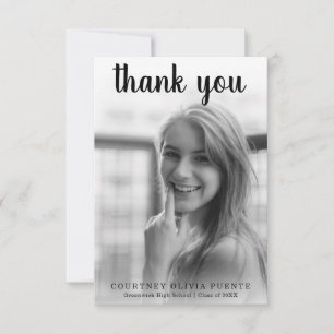 Carte De Remerciements Typographie simple en gras Graduation moderne