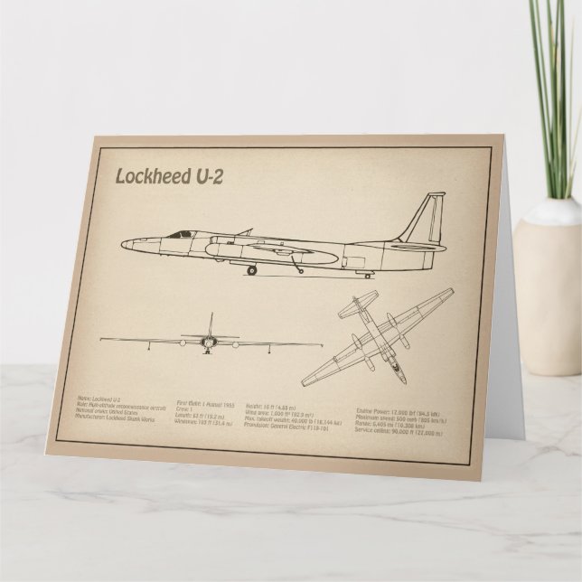 Carte De Remerciements U-2 Dragon Lady - Plan directeur de l'avion SD (Devant)