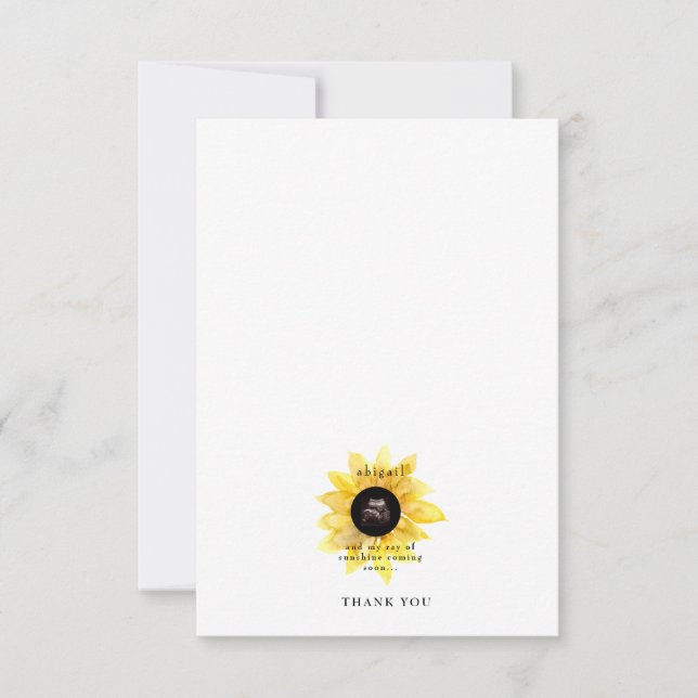 Carte De Remerciements Ultrasound simple Sunflower Baby shower mou (Devant)
