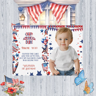 Carte De Remerciements Un Américain Dude 4 Juillet Rouge Blanc Bleu Anniv