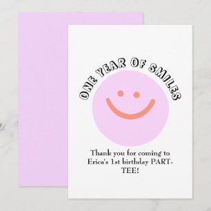 Carte De Remerciements UN AN DE SOURIS Anniversaire bébé ajouter des déta