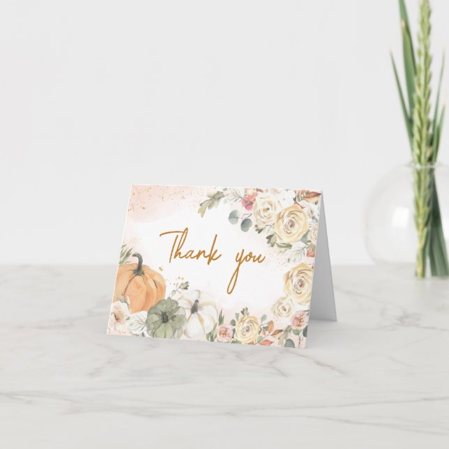 Carte De Remerciements Un Baby shower Automne Un Peu Citrouille (Devant)