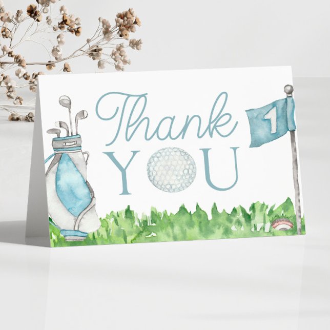 Carte De Remerciements Un Baby shower De Golf Un Peu Bleu (Créateur téléchargé)
