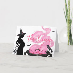 Carte De Remerciements Un bébé brasse un Baby shower de sorcière rose
