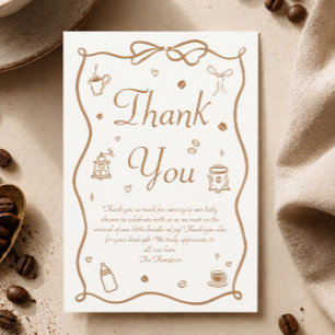 Carte De Remerciements Un bébé est en train de brasser du café Baby Showe