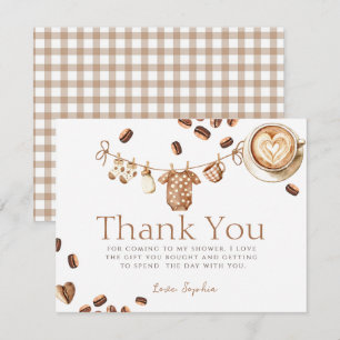 Carte De Remerciements Un bébé prépare un café Baby Shower Café en Grain