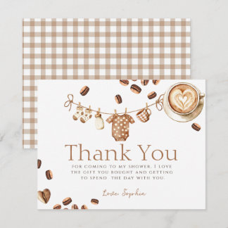 Carte De Remerciements Un bébé prépare un café Baby Shower Café en Grain