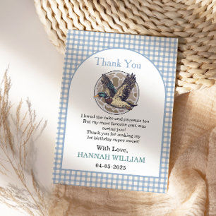 Carte De Remerciements Un Canard Chanceux Bleu 1er Anniversaire Caoutch