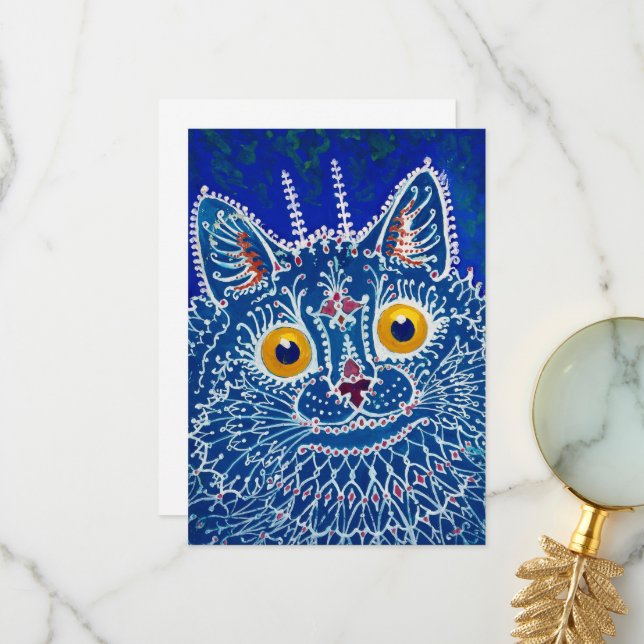 Carte De Remerciements Un chat de style gothique par Louis Wain (Devant/Arrière en situation)