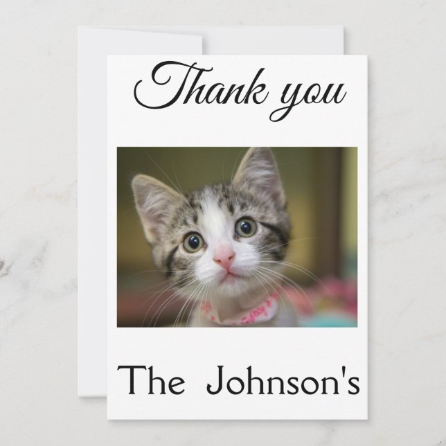 Carte De Remerciements Un chaton mignon aux yeux verts (Devant)