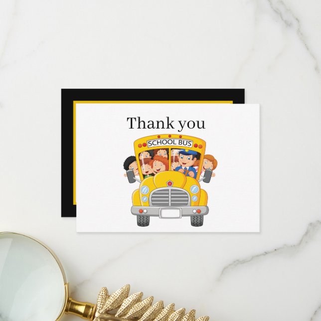 Carte De Remerciements Un chauffeur de bus cool ajoute un sentiment (Devant/Arrière en situation)