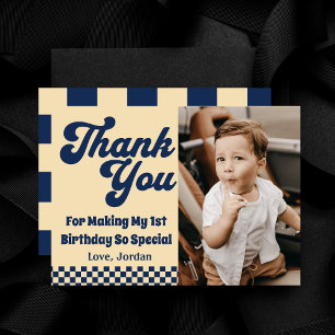 Carte De Remerciements Un Cool Dude Retro Boy 1er Anniversaire Photo