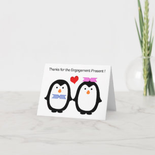 Carte De Remerciements Un couple de pingouins Un Fiançailles féminin Merc