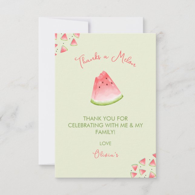 Carte De Remerciements Un dans la pastèque Melon Anniversaire (Devant)
