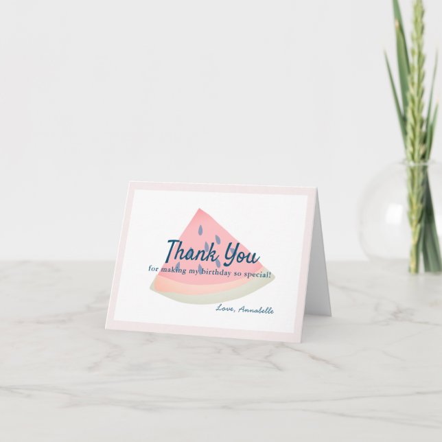 Carte De Remerciements Un dans un Melon Watermelon Girl Anniversaire (Devant)