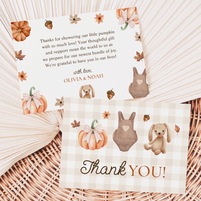 Carte De Remerciements Un doux petit Citrouille Baby shower d'automne neu (Créateur téléchargé)