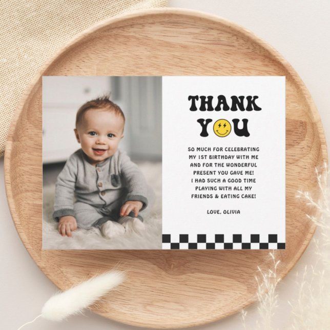 Carte De Remerciements Un garçon heureux 1er anniversaire Photo (Créateur téléchargé)