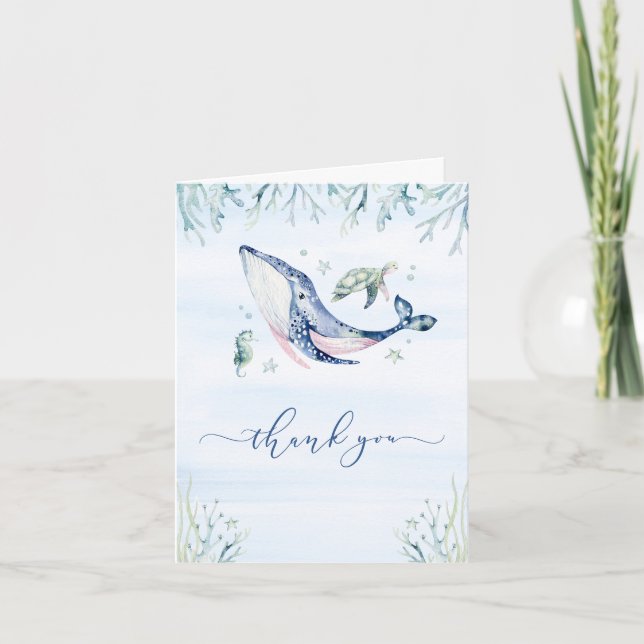 Carte De Remerciements Un garçon sous le Baby shower marin (Devant)