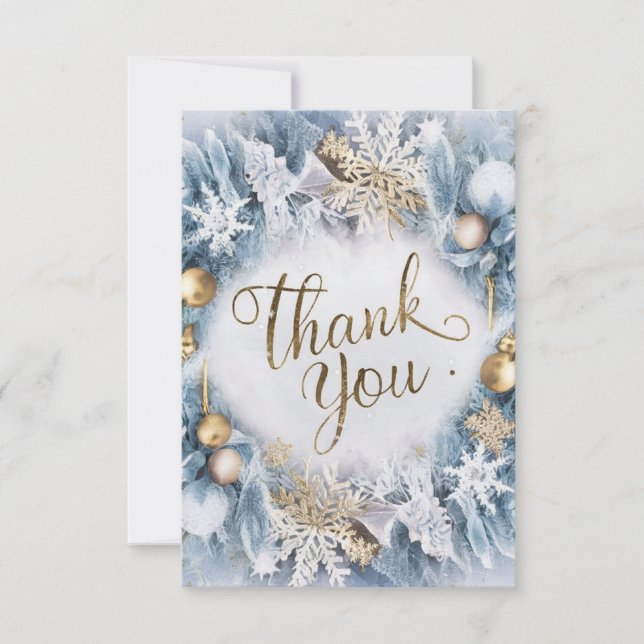 Carte De Remerciements Un Hiver Agréable Enchanté Joyeux Vacances (Devant)
