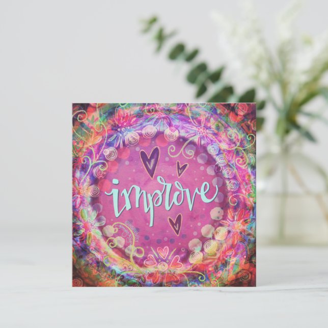 Carte De Remerciements Un Joli rose Améliore L'Encouragement Floral (Debout devant)