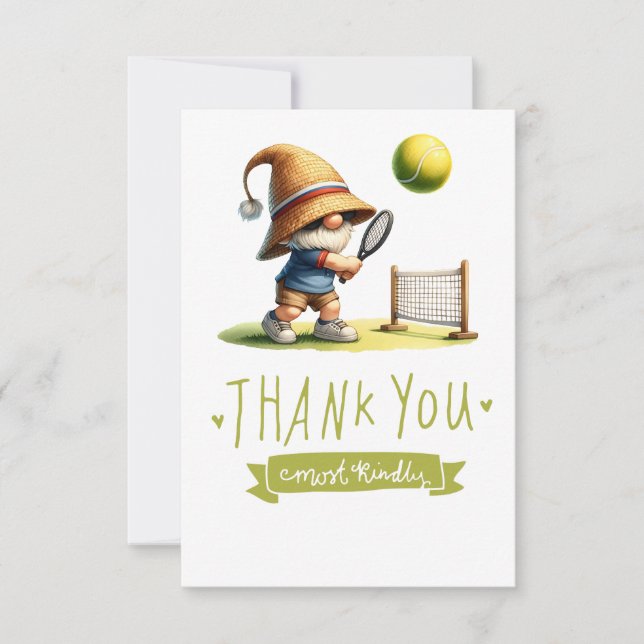 Carte De Remerciements Un joueur de tennis joue au tennis (Devant)
