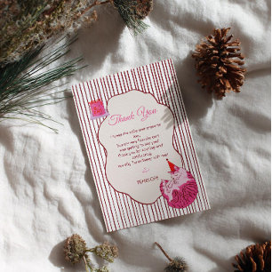 Carte De Remerciements Un joyeux anniversaire de chat rose 1 an