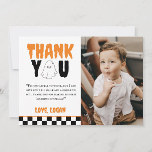 Carte De Remerciements Un joyeux Boo Retro Boy 1er Anniversaire Photo